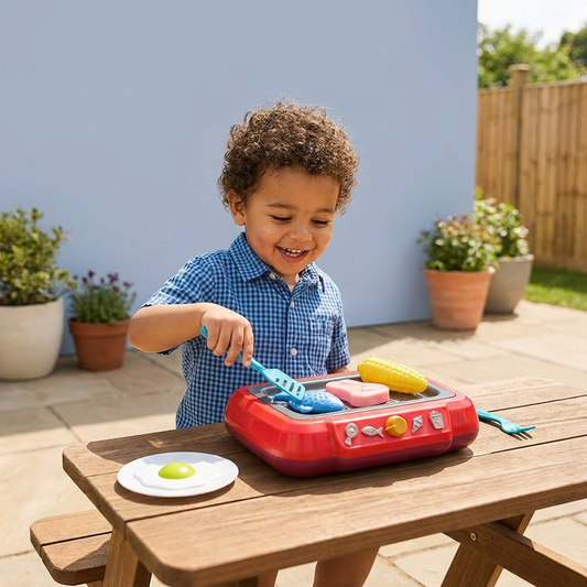 Kids BBQ Grill Playset with Play Food & Accessories