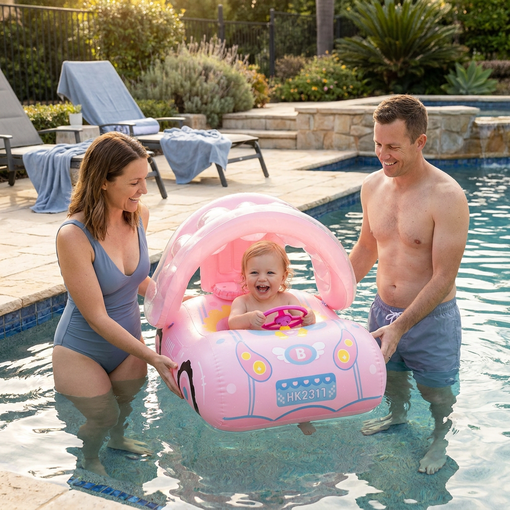 Inflatable Baby Pool Float Car with Sunshade