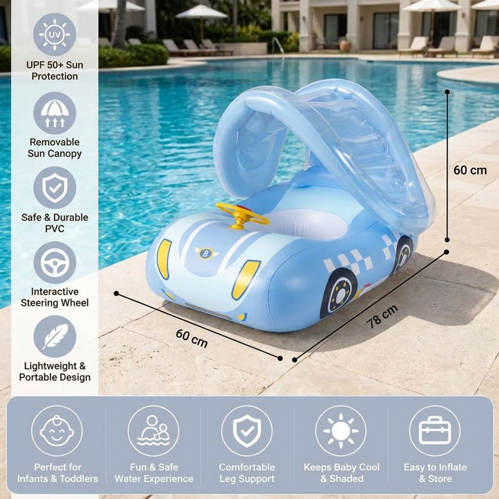 Inflatable Baby Pool Float Car with Sunshade