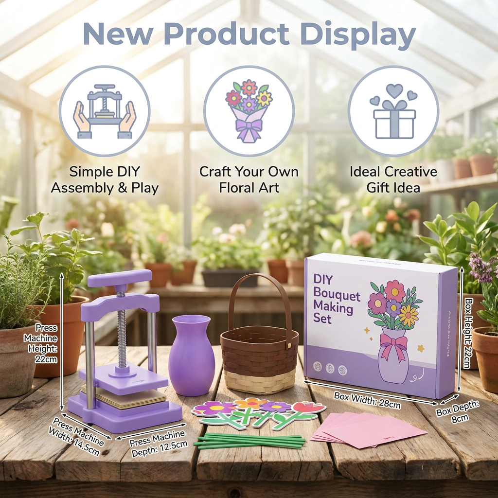 Kids Flower Bouquet Making Kit with Press Machine – DIY Craft Set for Girls