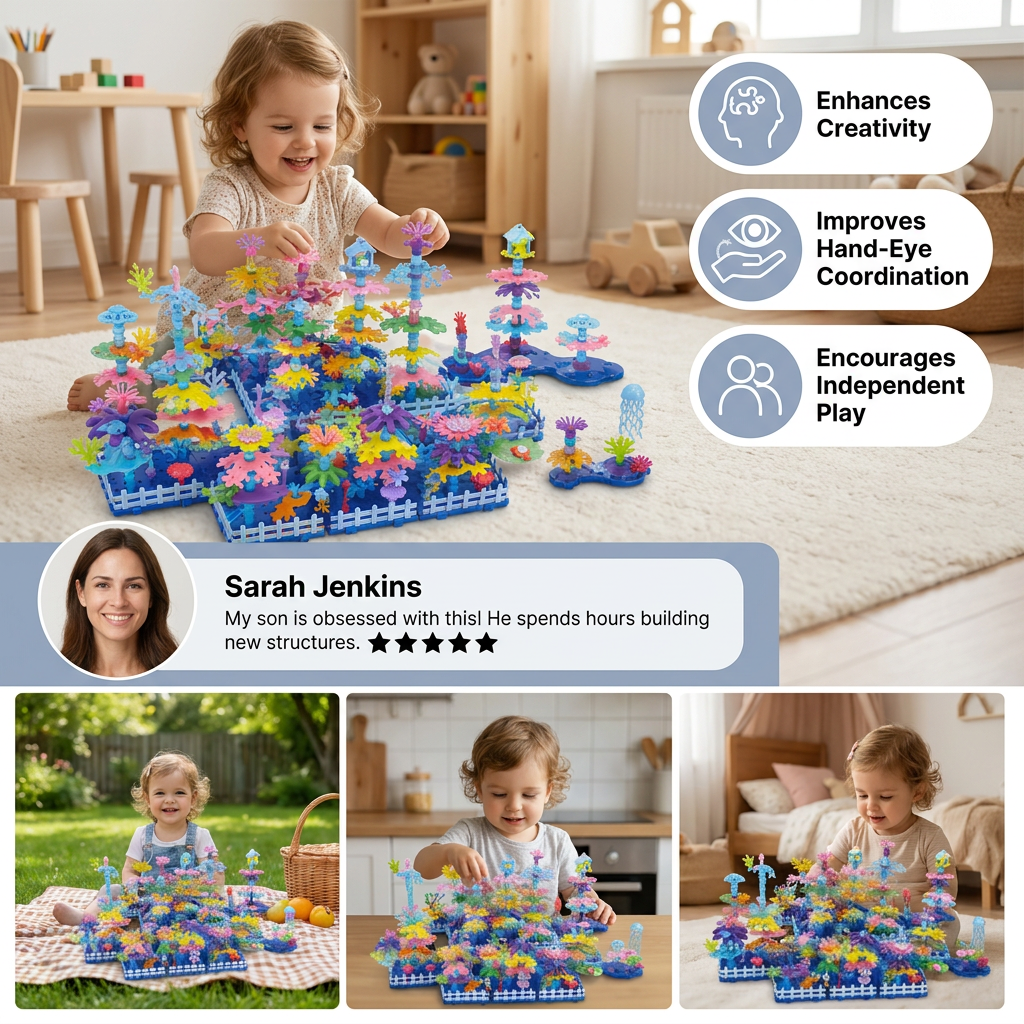 Kids Build-A-Garden Flower Toy Set – Creative Building Playset