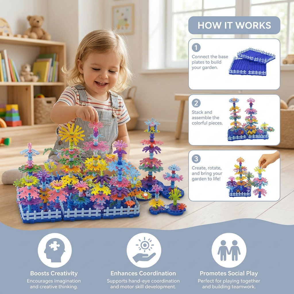 Kids Build-A-Garden Flower Toy Set – Creative Building Playset