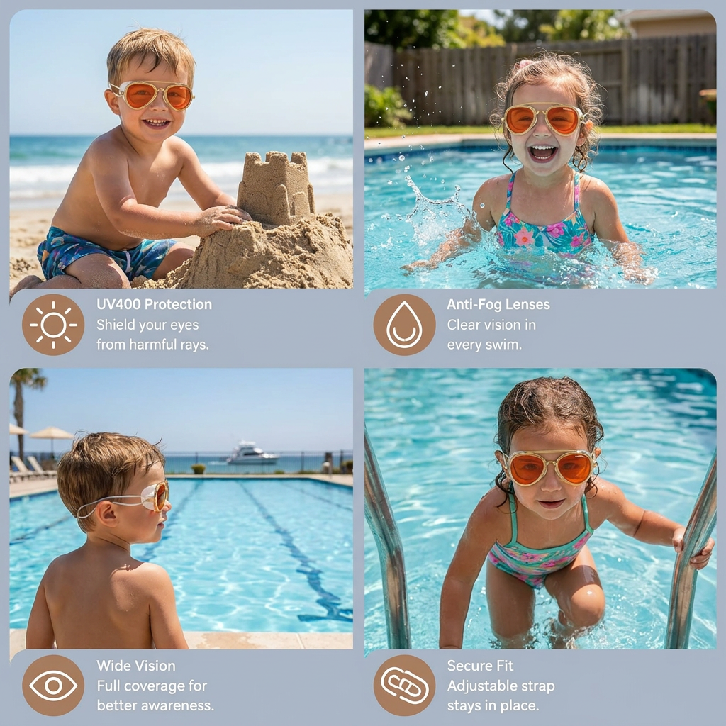 Pro Aviator Swim Goggles – UV400 Protection, Anti-Fog & Full Coverage Fit
