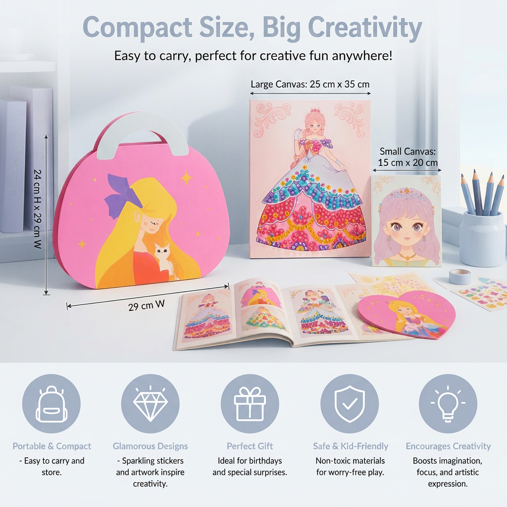Princess Diamond Sticker & Makeup Art Kit – Glam Craft Set for Girls