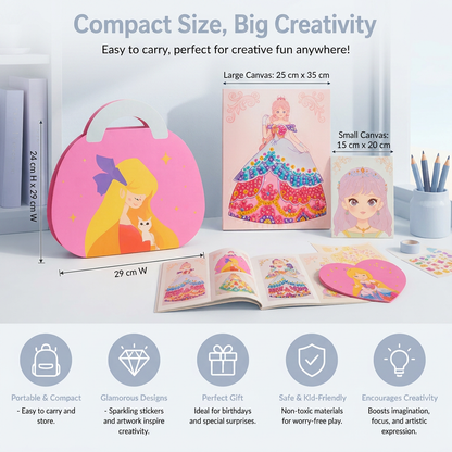 Princess Diamond Sticker & Makeup Art Kit – Glam Craft Set for Girls