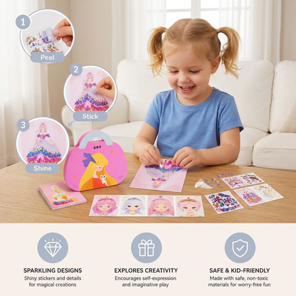 Princess Diamond Sticker & Makeup Art Kit – Glam Craft Set for Girls