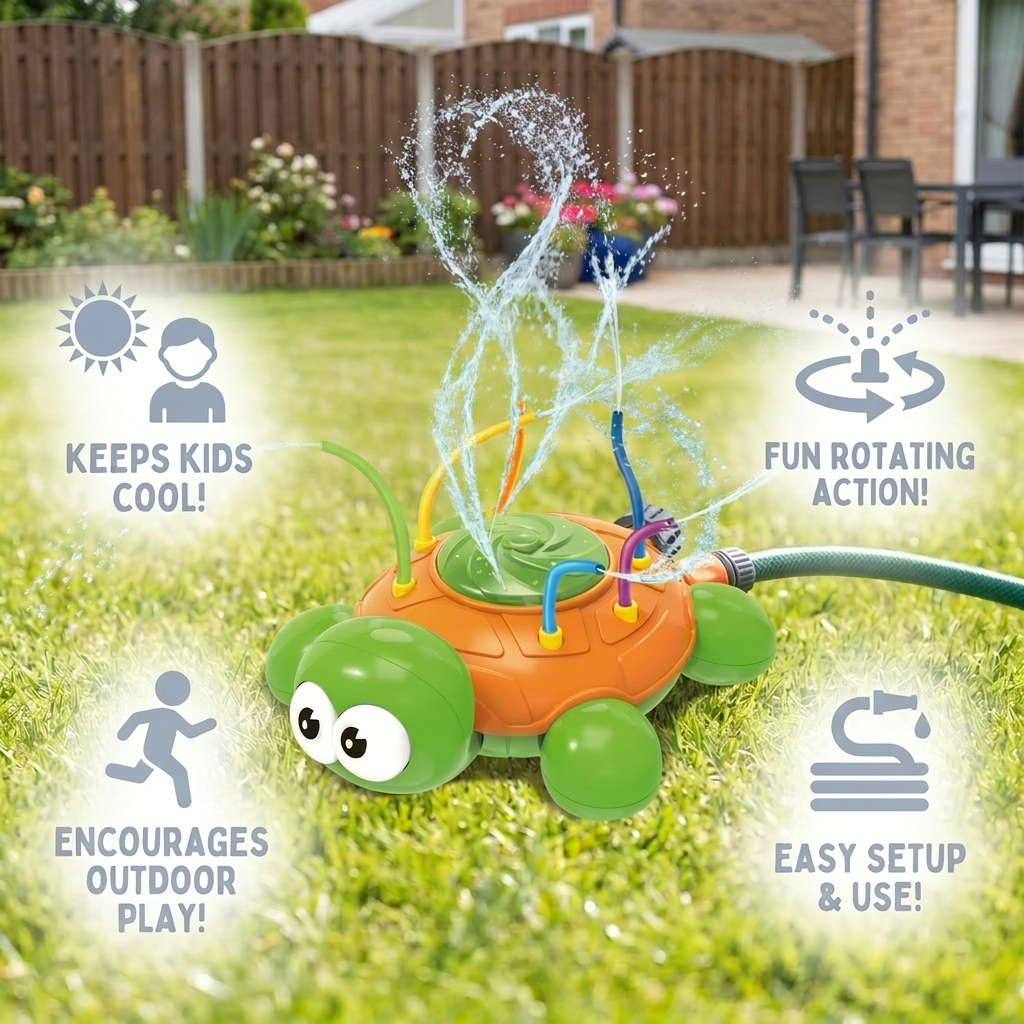 Turtle Water Sprinkler – Rotating Garden Fun for Kids on Hot Summer Days