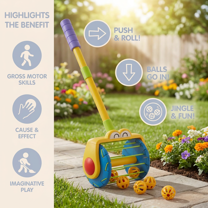 Baby Push Along Vacuum Roller Toy with Balls for Toddlers