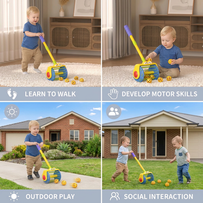 Baby Push Along Vacuum Roller Toy with Balls for Toddlers