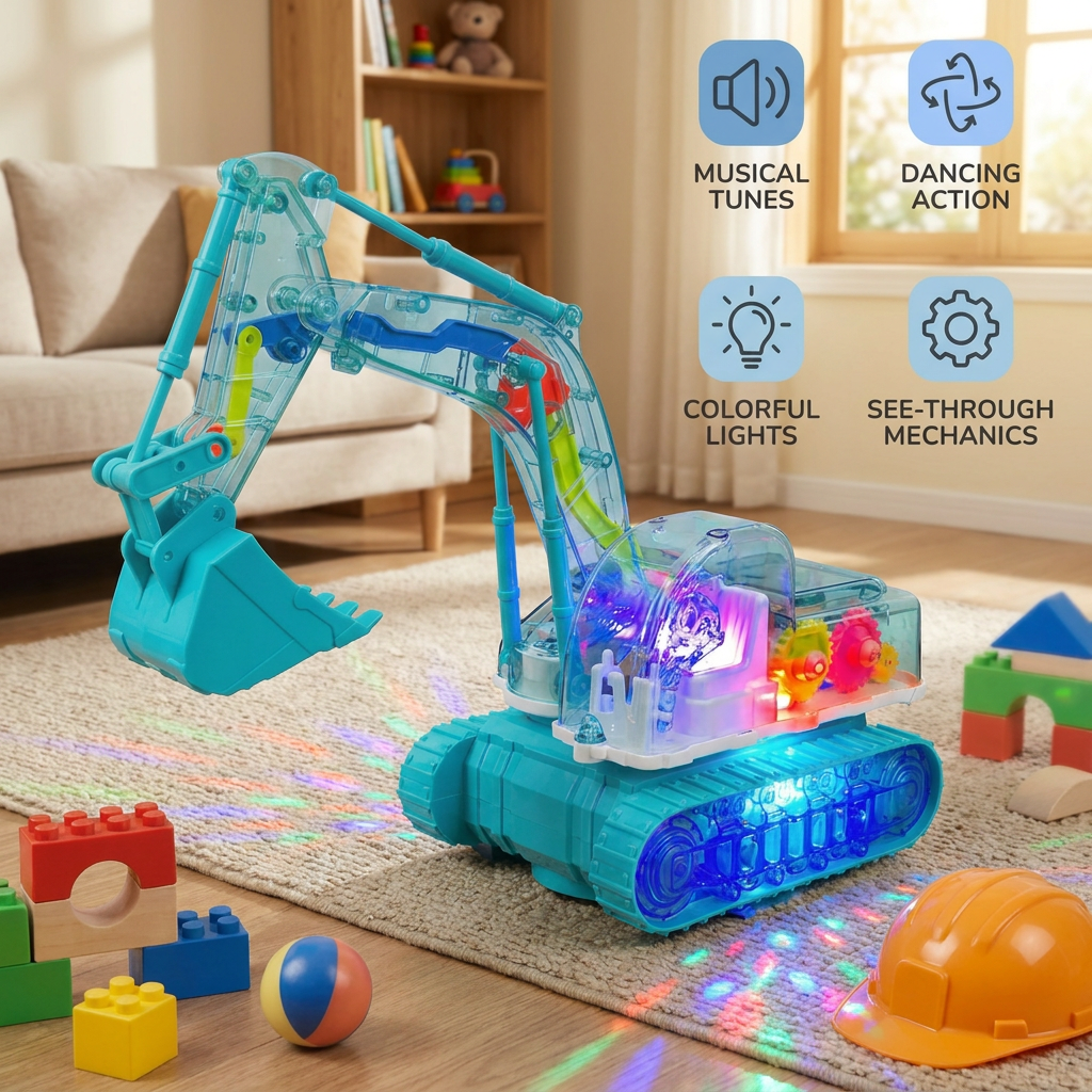 Dancing and Glowing Musical Excavator