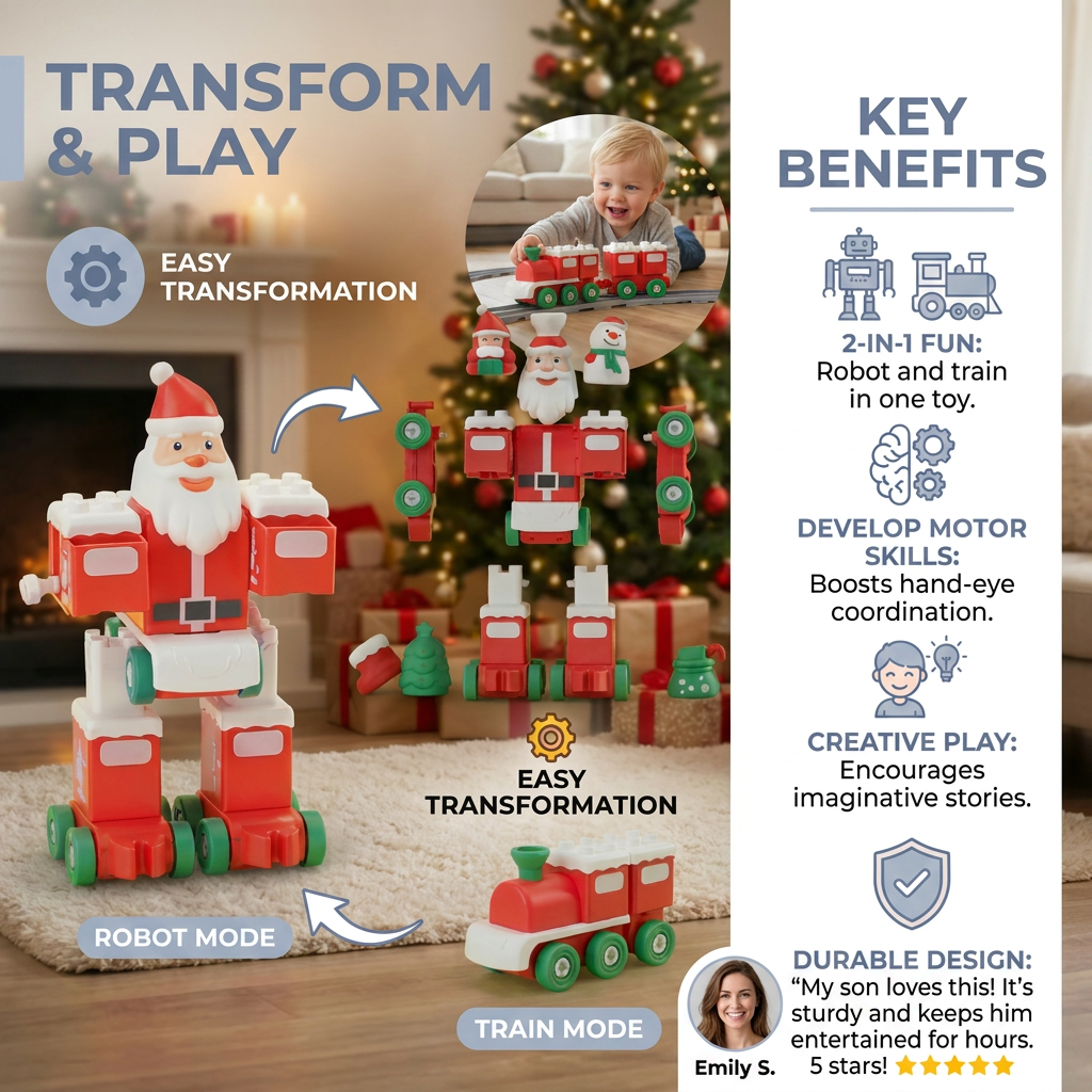 2-in-1 Transforming Christmas Train and Santa Robot