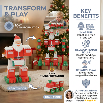 2-in-1 Transforming Christmas Train and Santa Robot