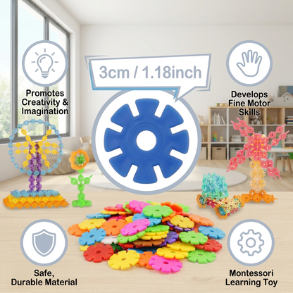 Flake-shaped Montessori building blocks