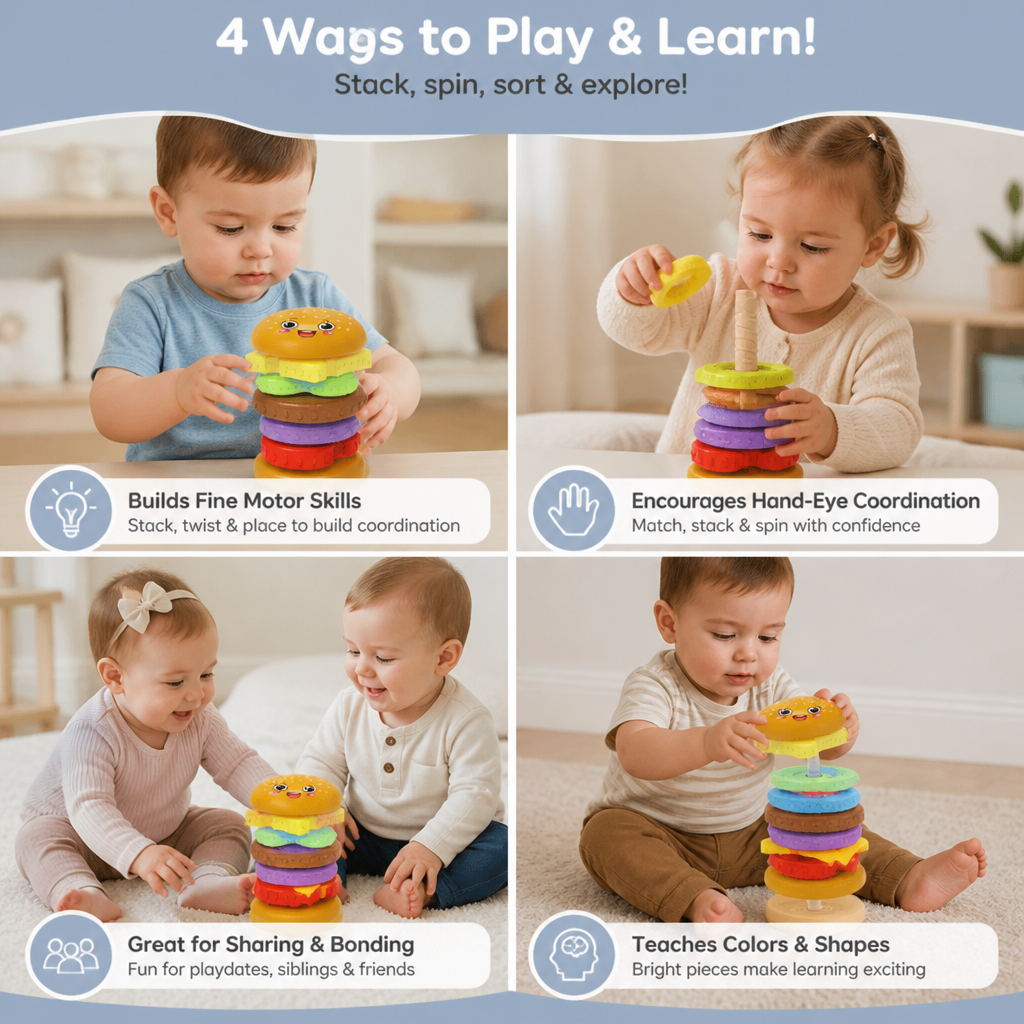 Interactive Rotating Burger Stacking Puzzle