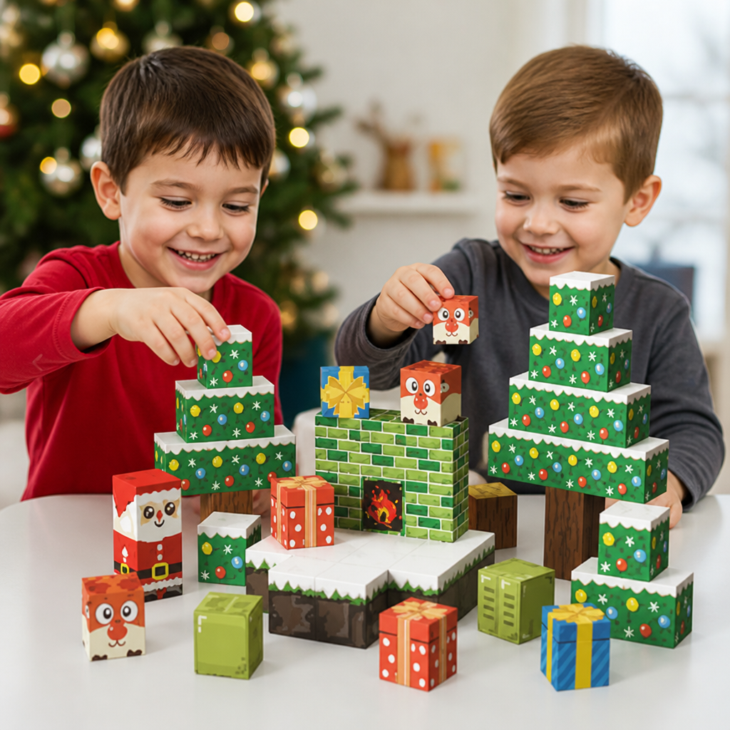 54-Piece Christmas Magnetic Building Blocks Set for Kids