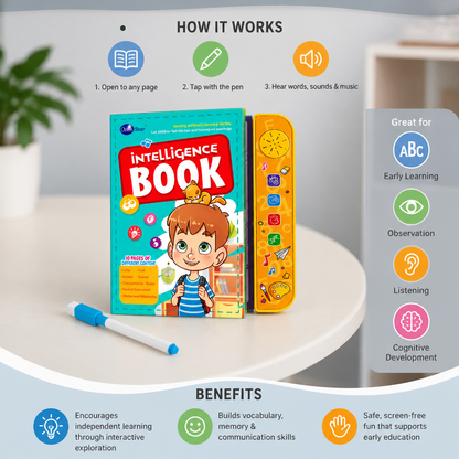 Interactive English Talking Learning Intelligence Book with Touch Pen for Kids