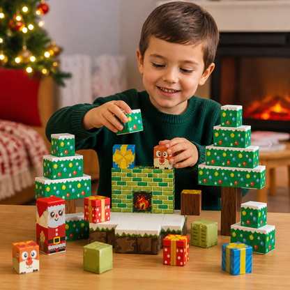 54-Piece Christmas Magnetic Building Blocks Set for Kids