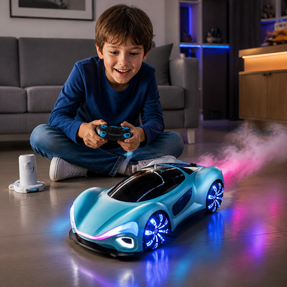 Light-Up RC Drift Car with Spray Effect & Charging Station