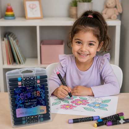 Glitter Dual-Tip Acrylic Paint Marker Set