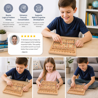 Wooden Sudoku Puzzle Board – Educational Logic & Math Game
