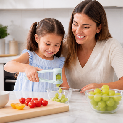 Stainless Steel Grape & Cherry Tomato Cutter – Safe One-Press Quarter Slicer for Toddlers & Kids