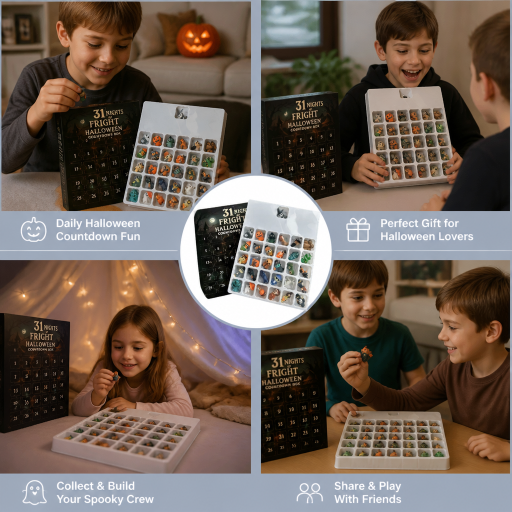 Halloween Countdown Calendar with Surprise Horror Mini Figures & Charms