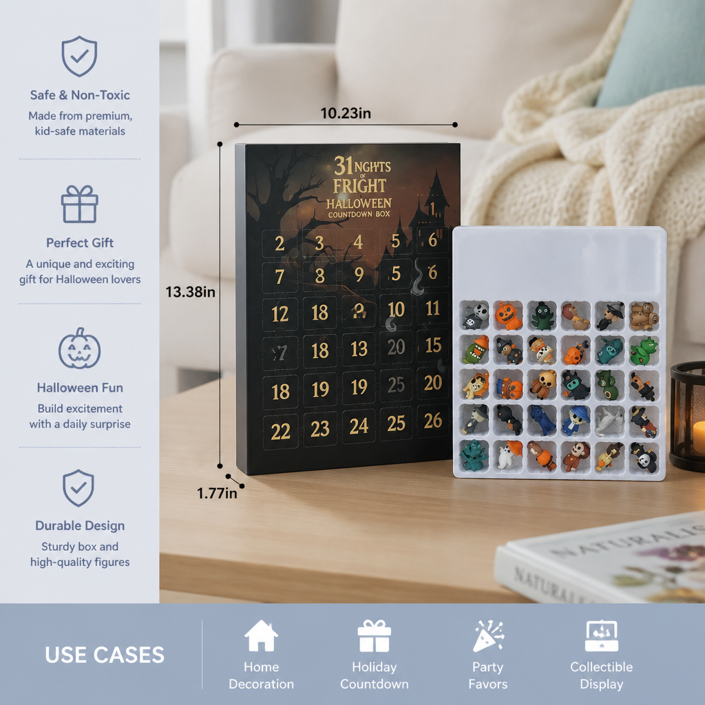 Halloween Countdown Calendar with Surprise Horror Mini Figures & Charms