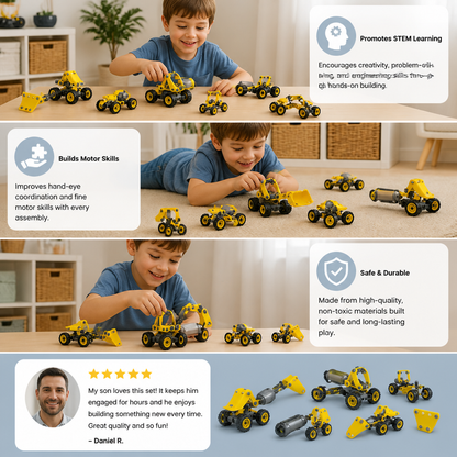 10-in-1 Creative Electric Construction Truck Building Set for Kids