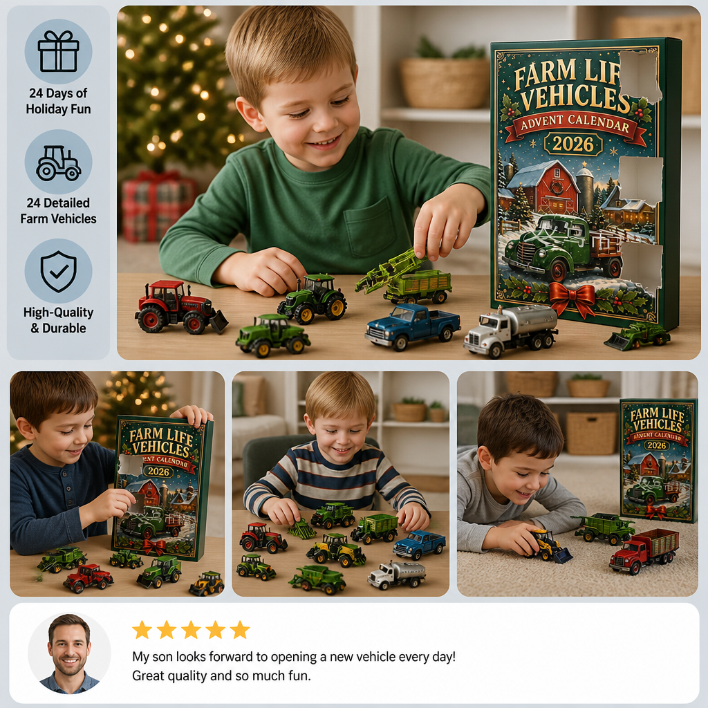 24-Day Farm Vehicles Christmas Advent Calendar