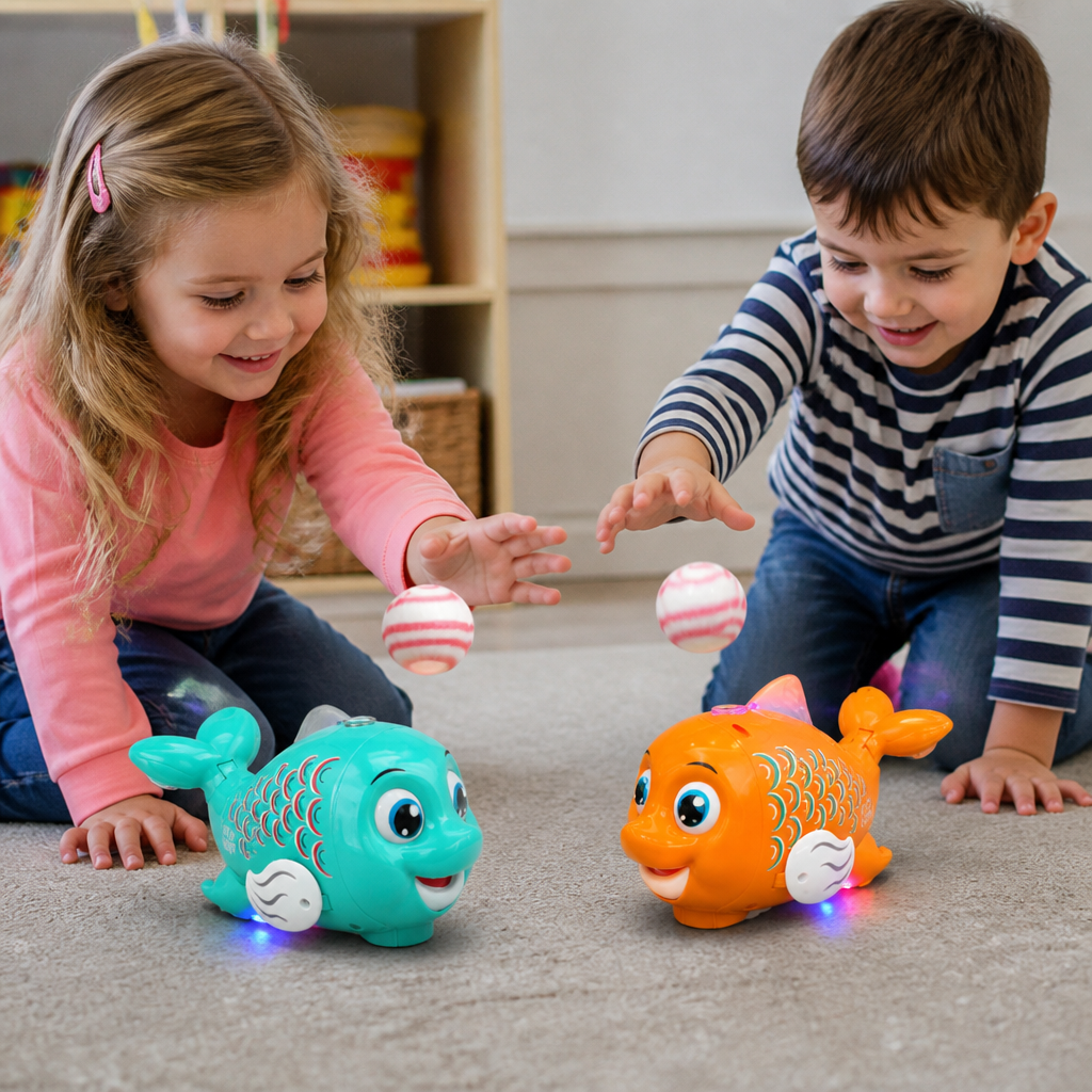 Interactive Floating Ball Fish Toy with Lights & Music