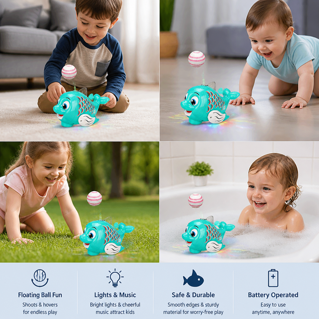 Interactive Floating Ball Fish Toy with Lights & Music