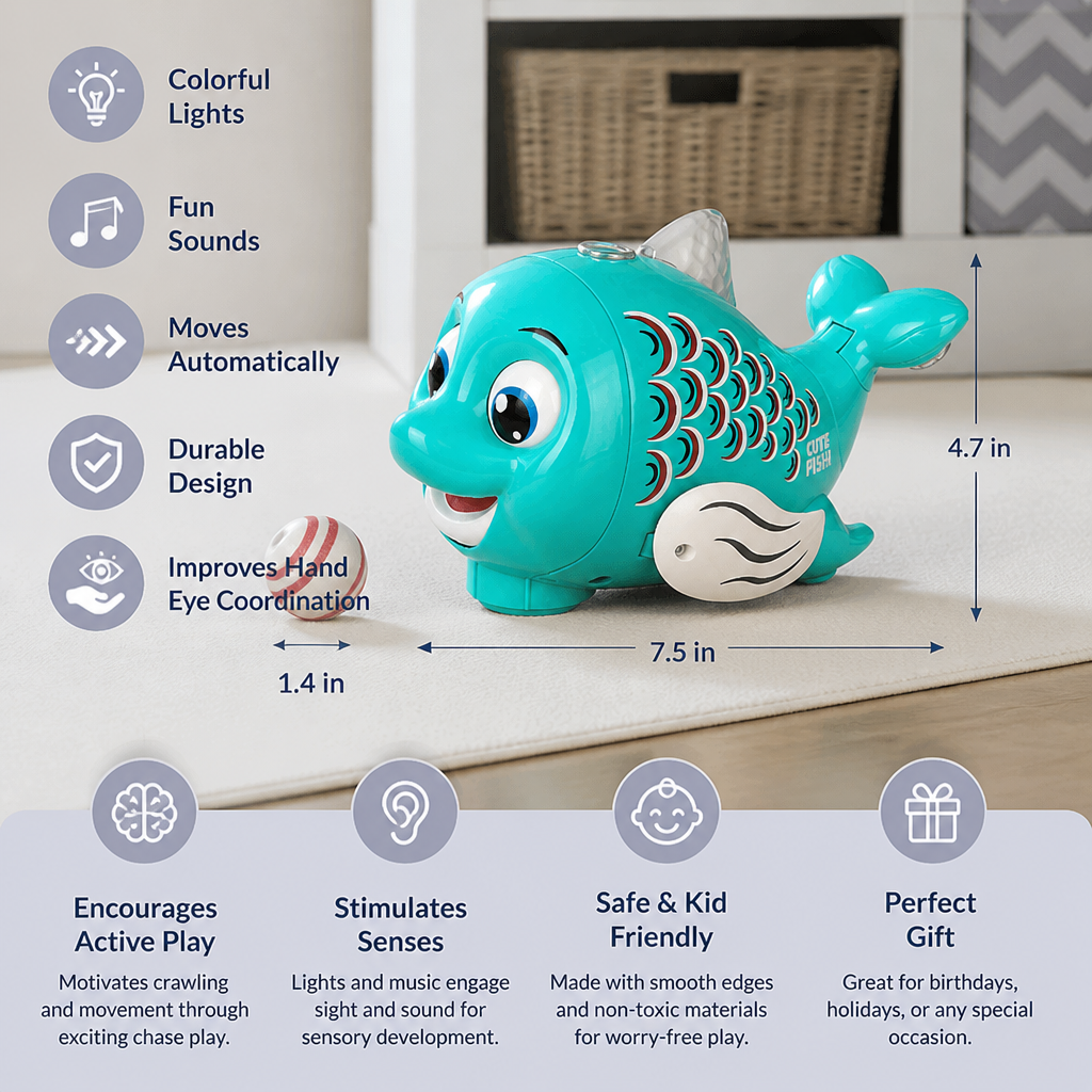 Interactive Floating Ball Fish Toy with Lights & Music