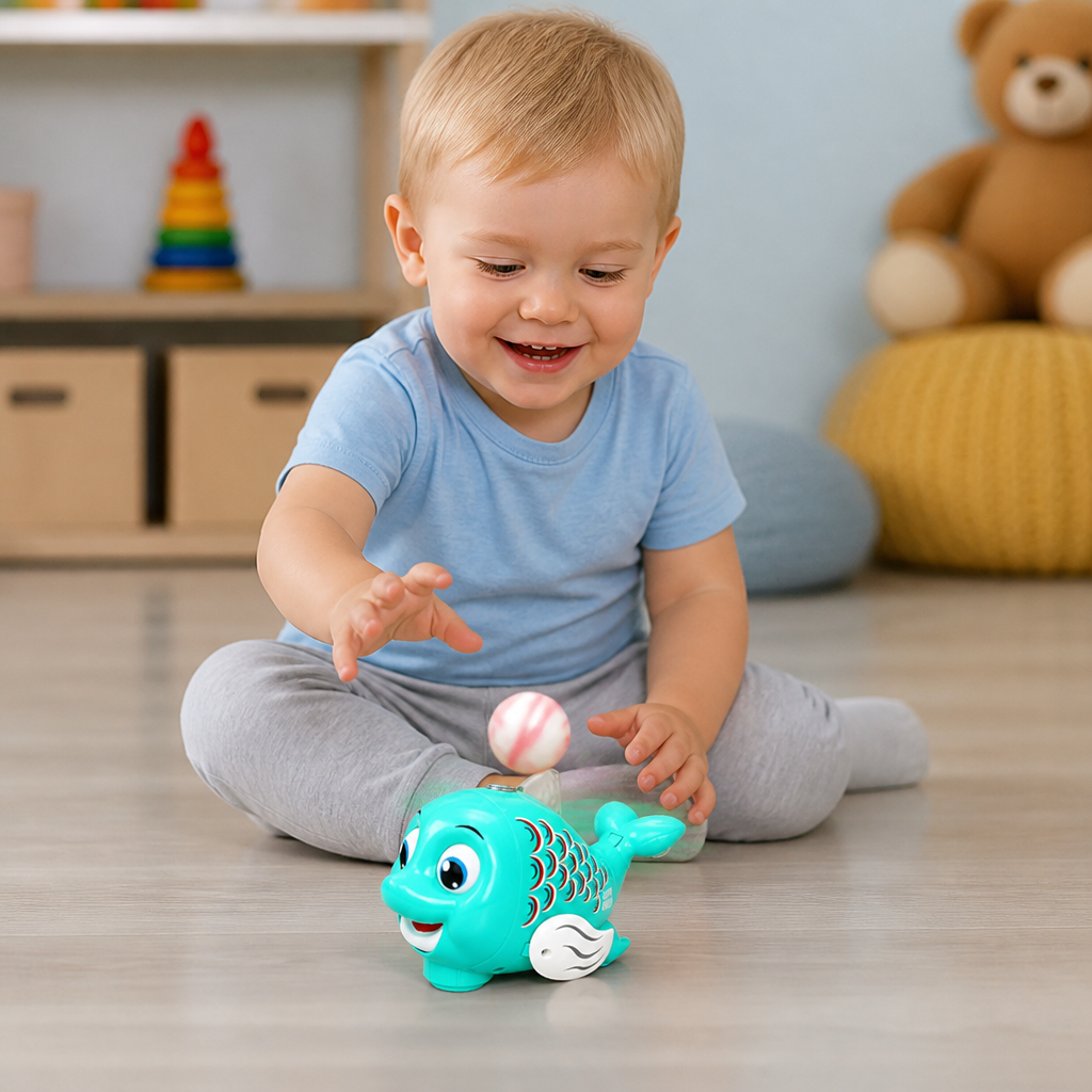 Interactive Floating Ball Fish Toy with Lights & Music