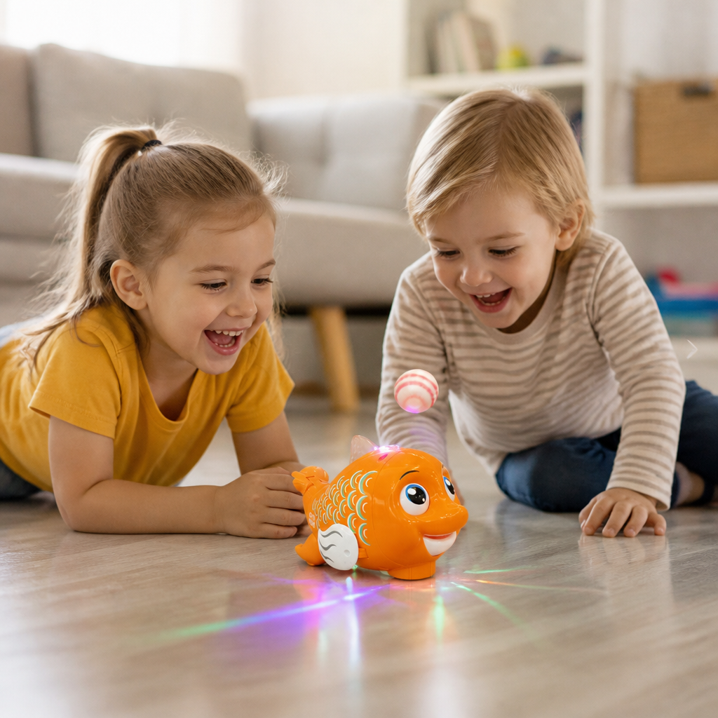 Interactive Floating Ball Fish Toy with Lights & Music