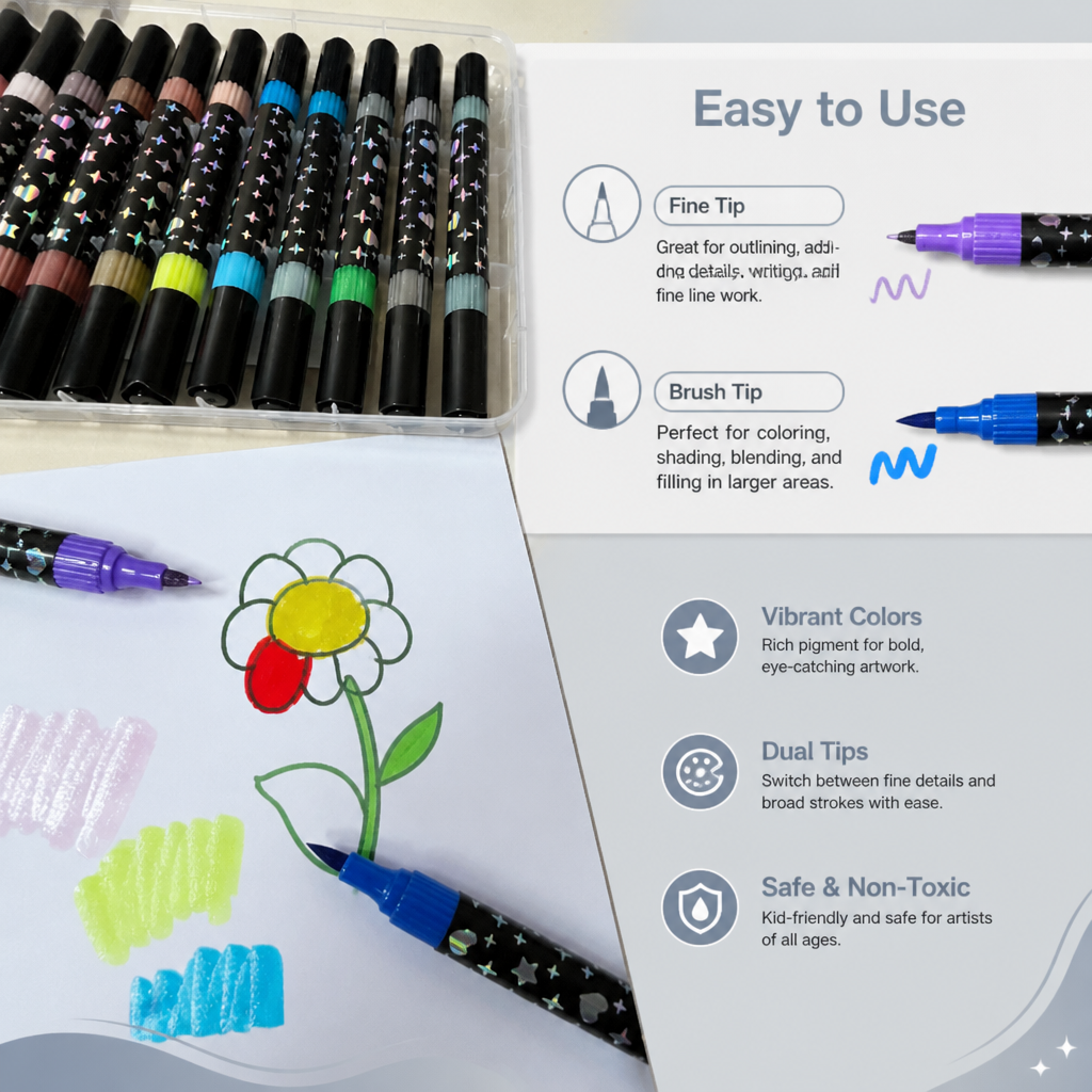 Glitter Dual-Tip Acrylic Paint Marker Set