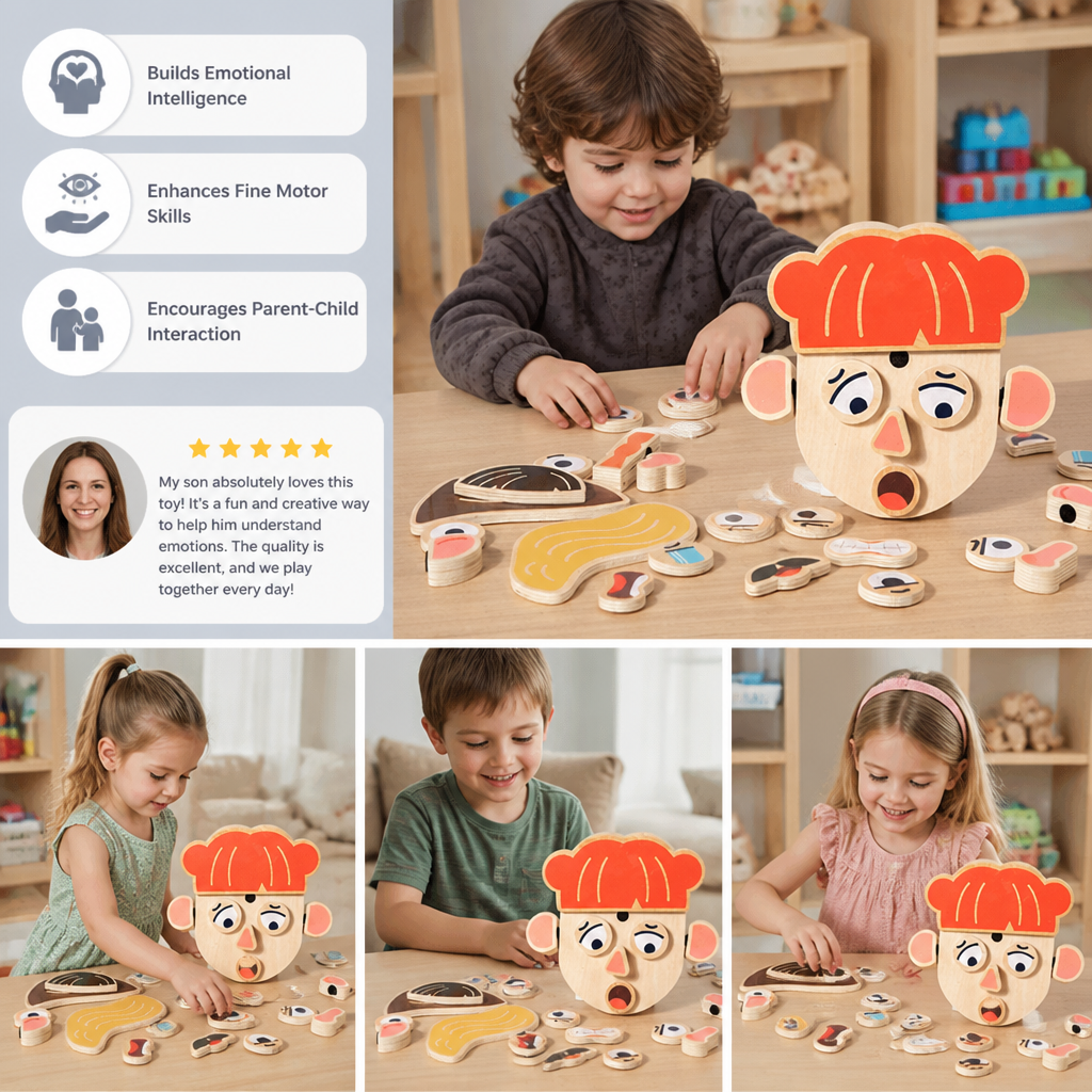 Wooden Facial Expressions & Emotions Learning Toy for Kids