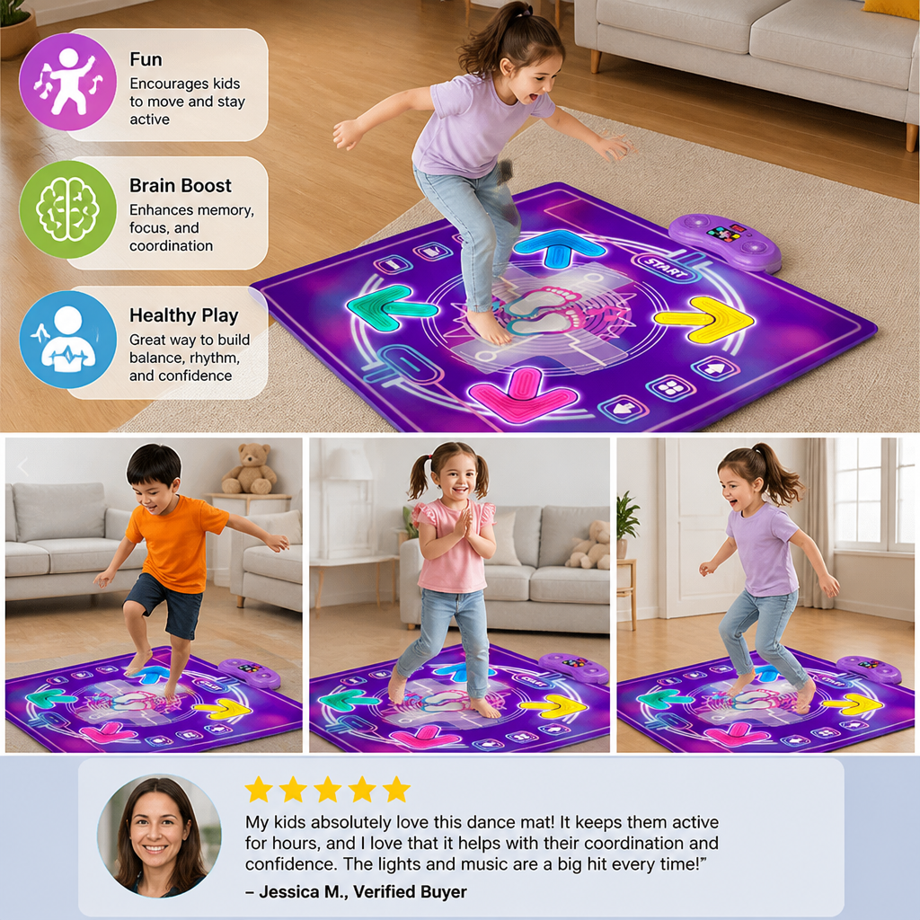 Interactive Musical Dance Mat with LED Lights for Kids