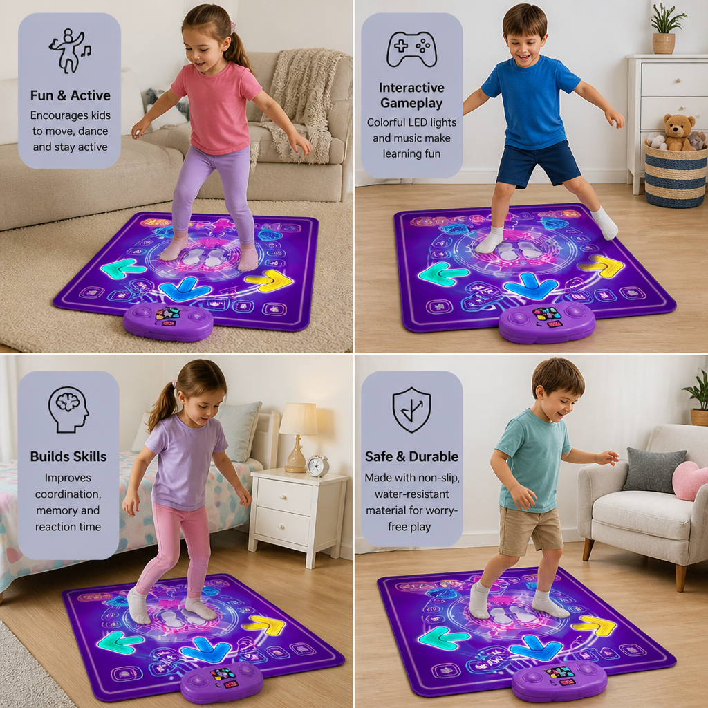 Interactive Musical Dance Mat with LED Lights for Kids