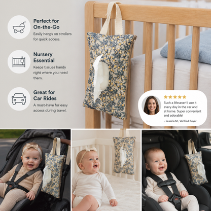 Hanging Tissue Holder for Strollers, Cribs & Cars