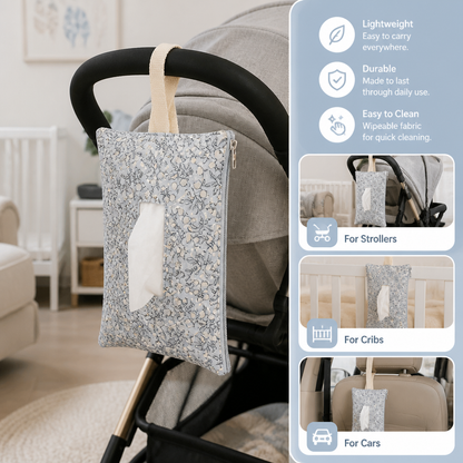 Hanging Tissue Holder for Strollers, Cribs & Cars