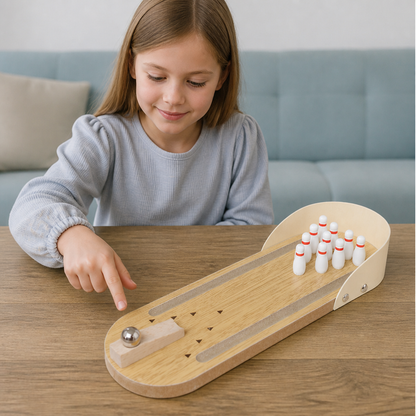 Wooden Mini Bowling Game – Portable Desktop Bowling Set for Kids