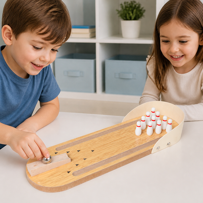 Wooden Mini Bowling Game – Portable Desktop Bowling Set for Kids