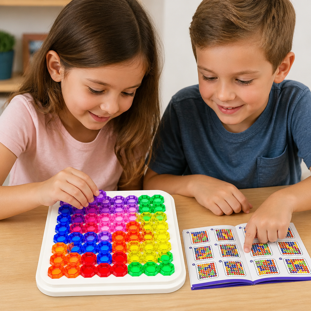 Rainbow Bead Puzzle Board – Logic & Problem-Solving Game