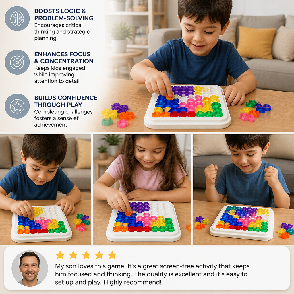 Rainbow Bead Puzzle Board – Logic & Problem-Solving Game