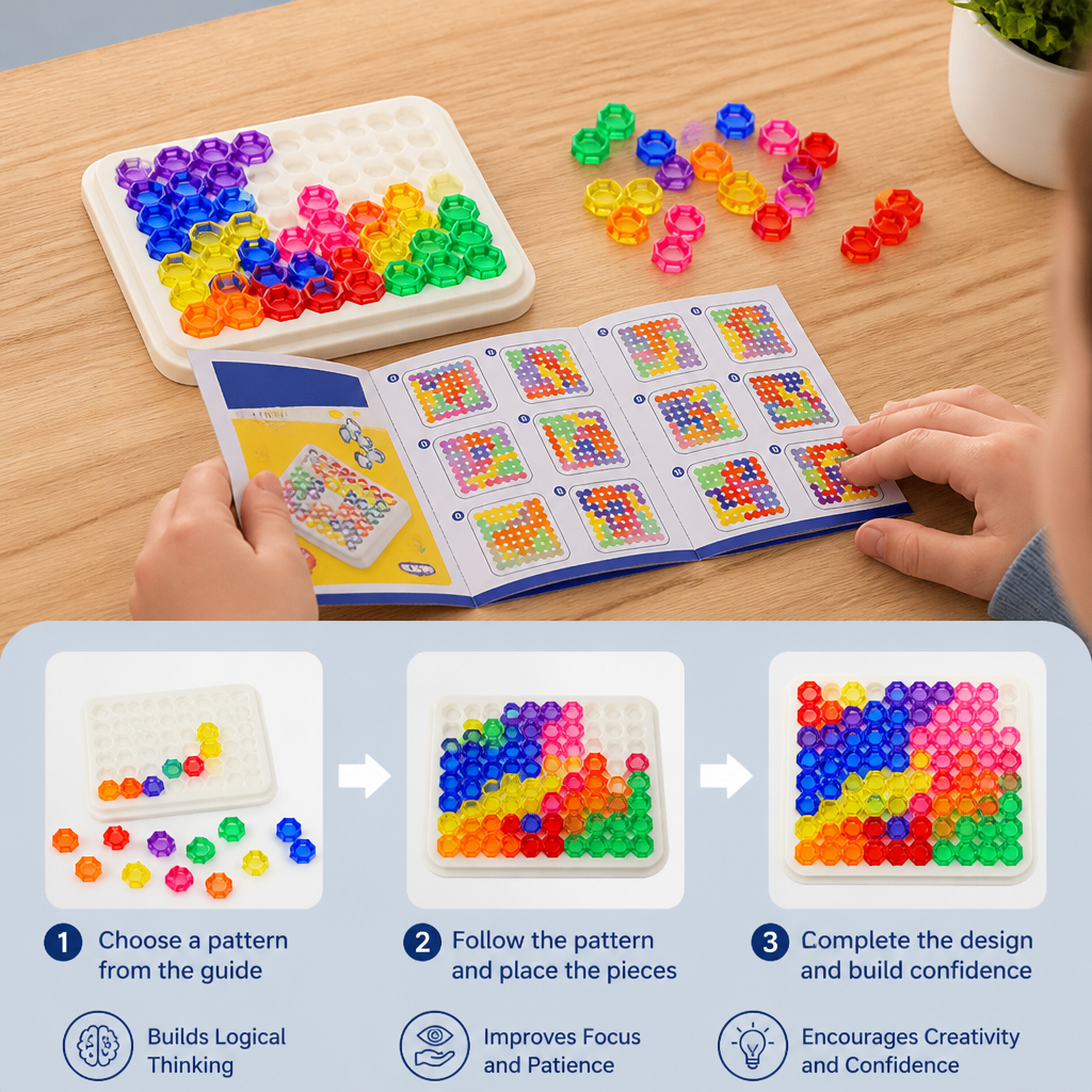 Rainbow Bead Puzzle Board – Logic & Problem-Solving Game