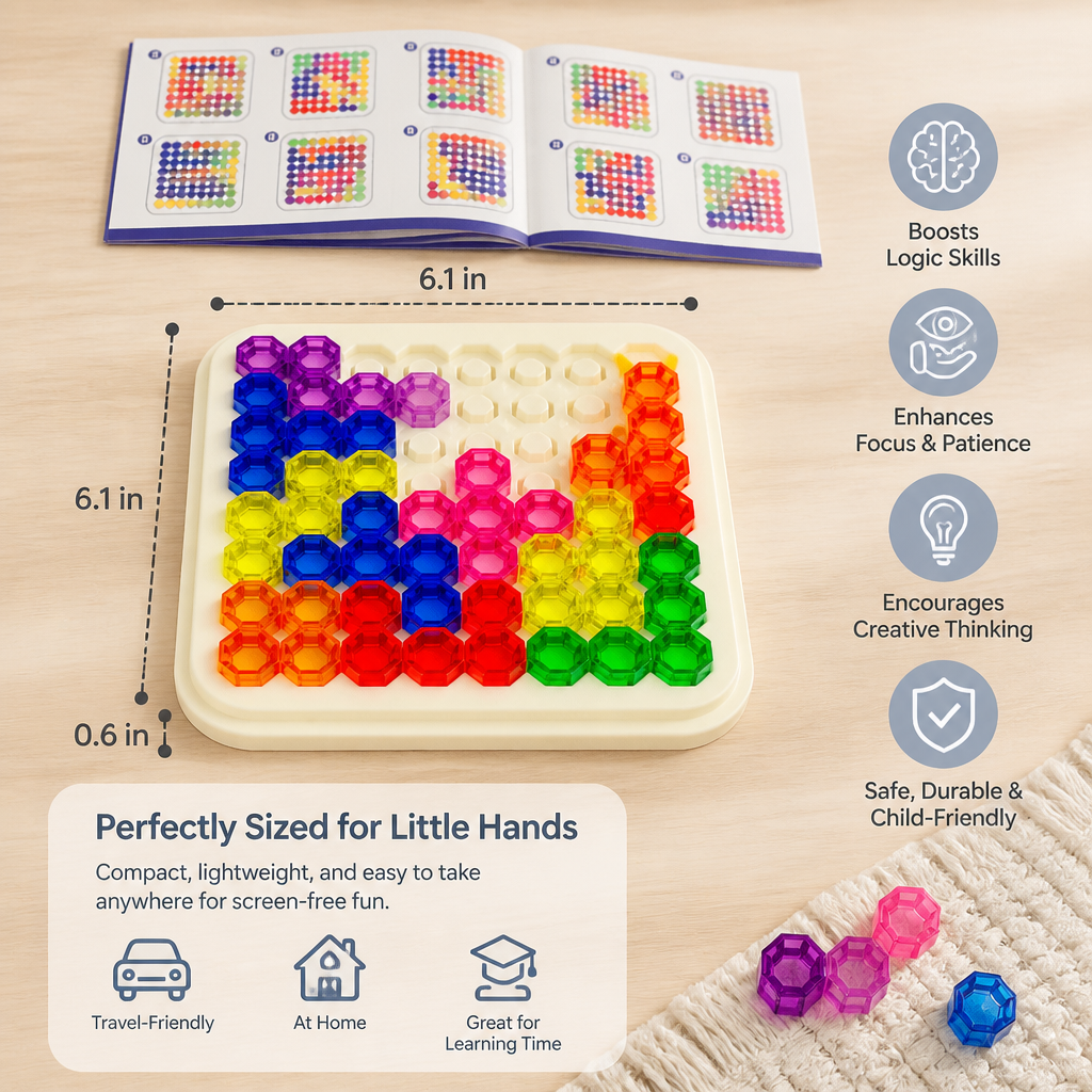 Rainbow Bead Puzzle Board – Logic & Problem-Solving Game