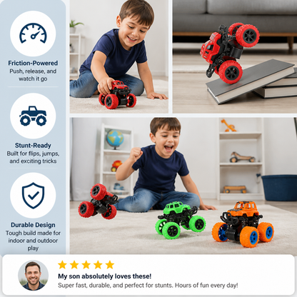 Friction-Powered Monster Truck Stunt Car for Kids