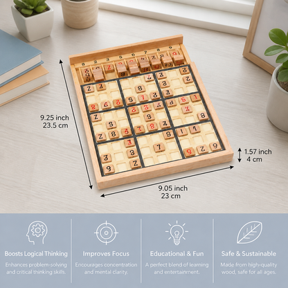 Wooden Sudoku Puzzle Board – Educational Logic & Math Game