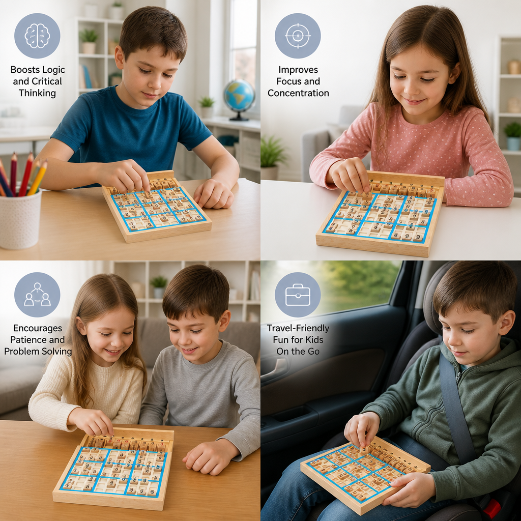 Wooden Sudoku Puzzle Board – Educational Logic & Math Game
