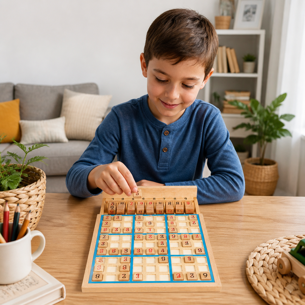 Wooden Sudoku Puzzle Board – Educational Logic & Math Game